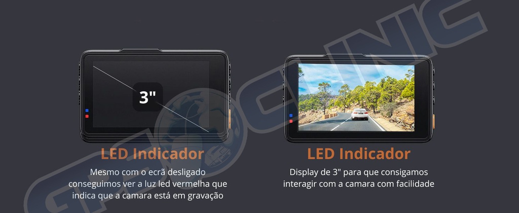 Dashcam IZEEKER GD100 3" 170º- 1 Ano Garantia