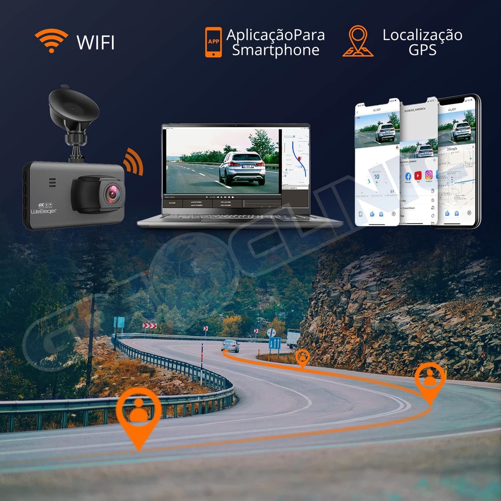 Dashcam WeBeqer LS-K20 3" 170º+140º- 1 Ano Garantia