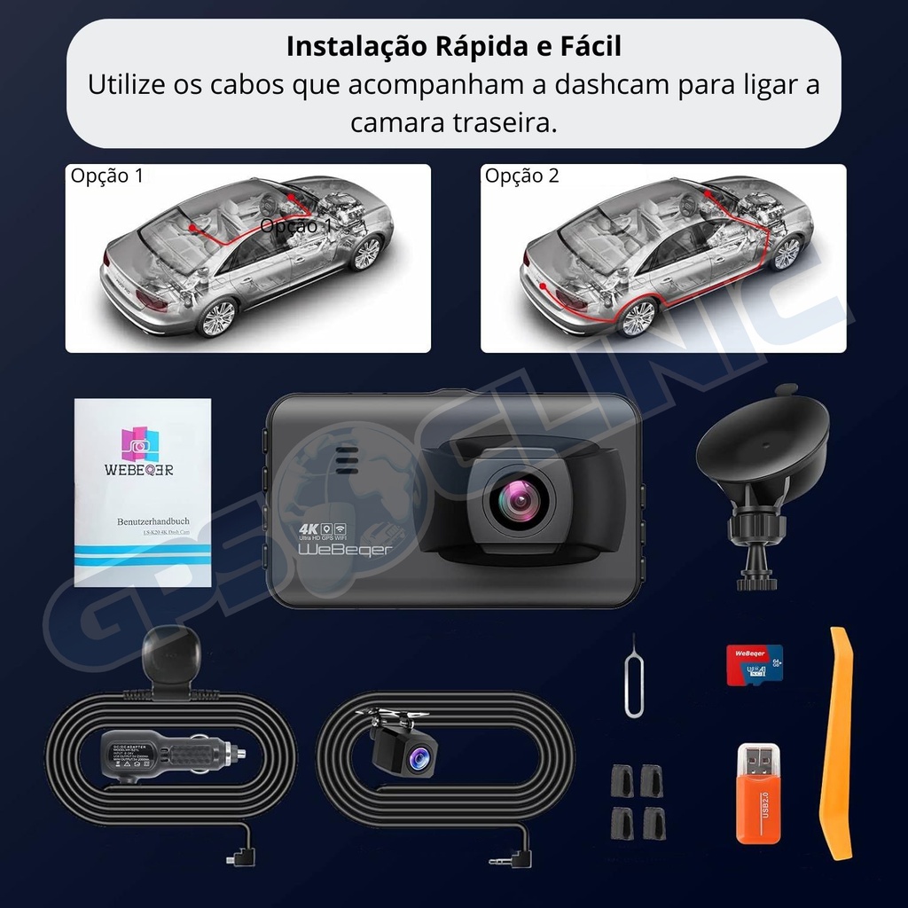 Dashcam WeBeqer LS-K20 3" 170º+140º- 1 Ano Garantia