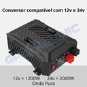 Conversor 2000W/4000W Onda Pura 12v/24v