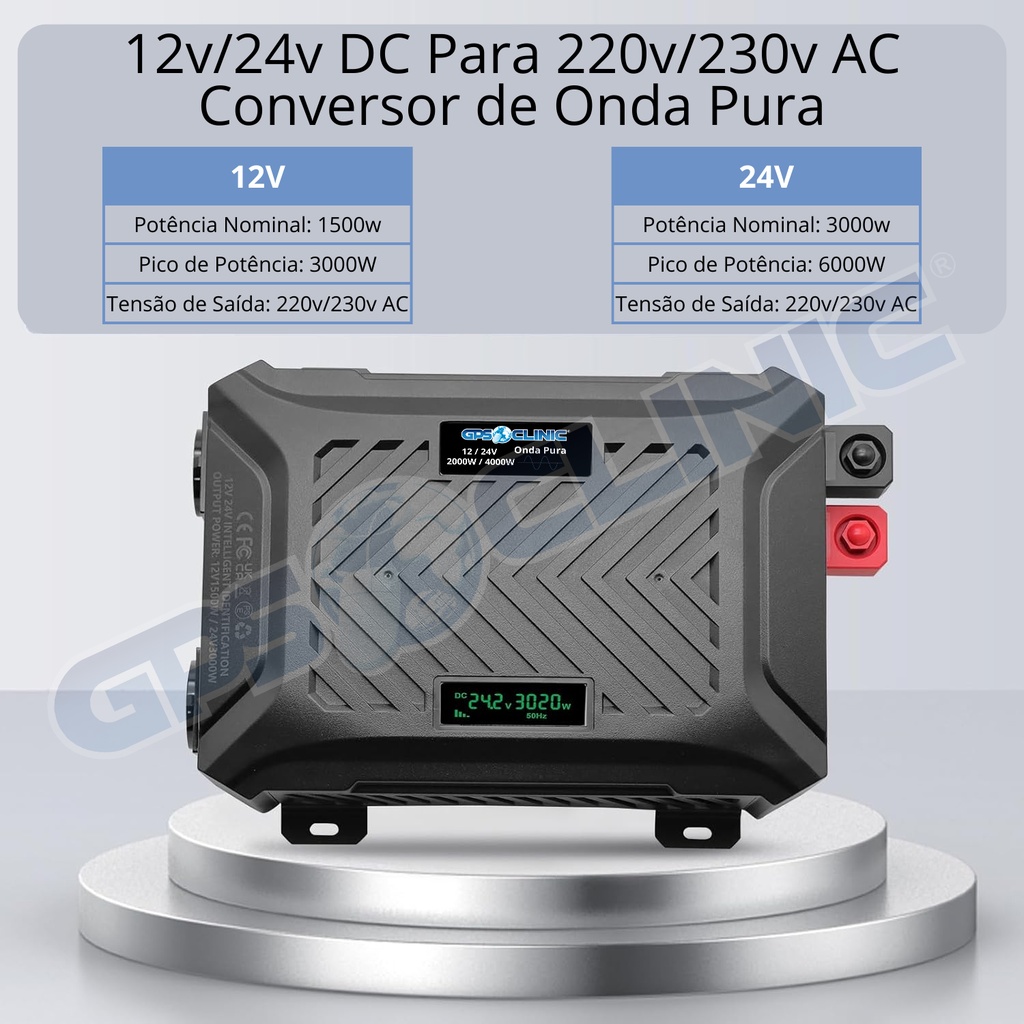 Conversor 3000W/6000W Onda Pura 12v/24v
