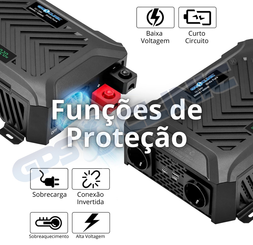 Conversor 3000W/6000W Onda Pura 12v/24v