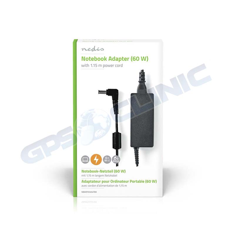 Carreg. p/Portatil 60w Nedis 6.5x4.4mm 19v 3.16a 