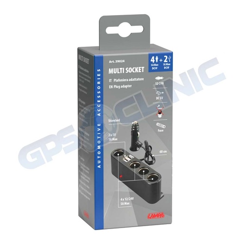 [LAMPA-39024] Quadrupla +2 -USB, 12/24V - Lampa
